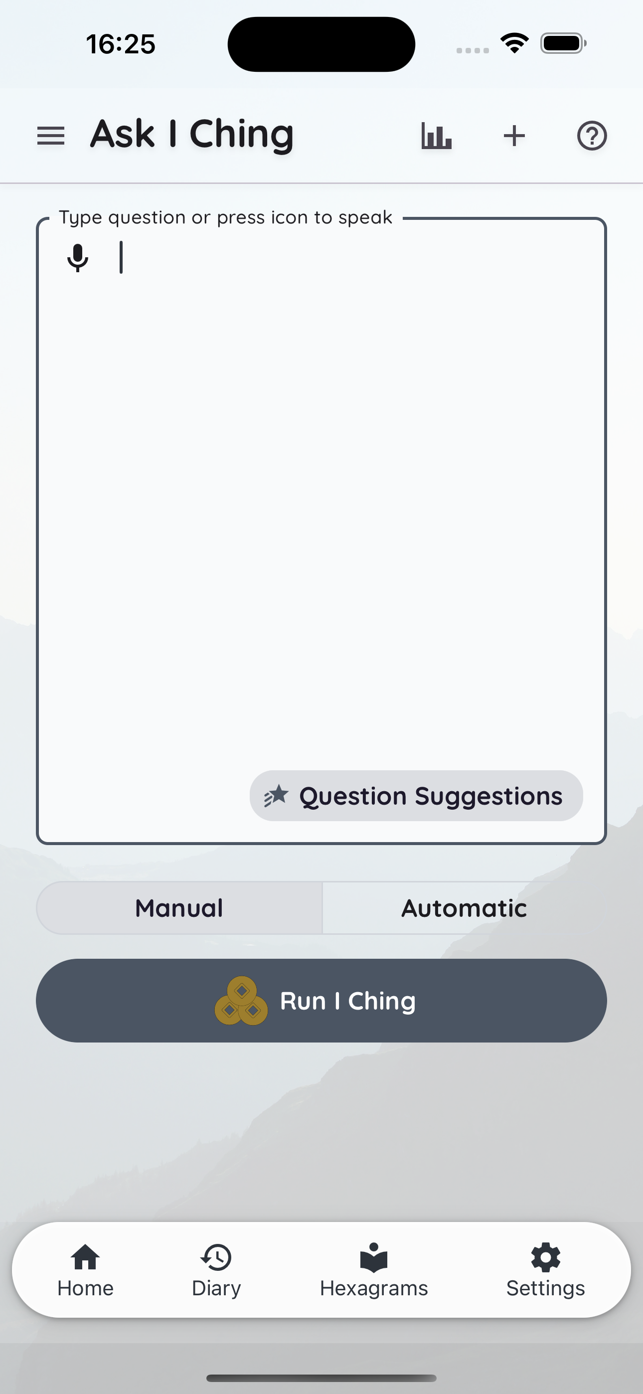Ask I Ching — main screen