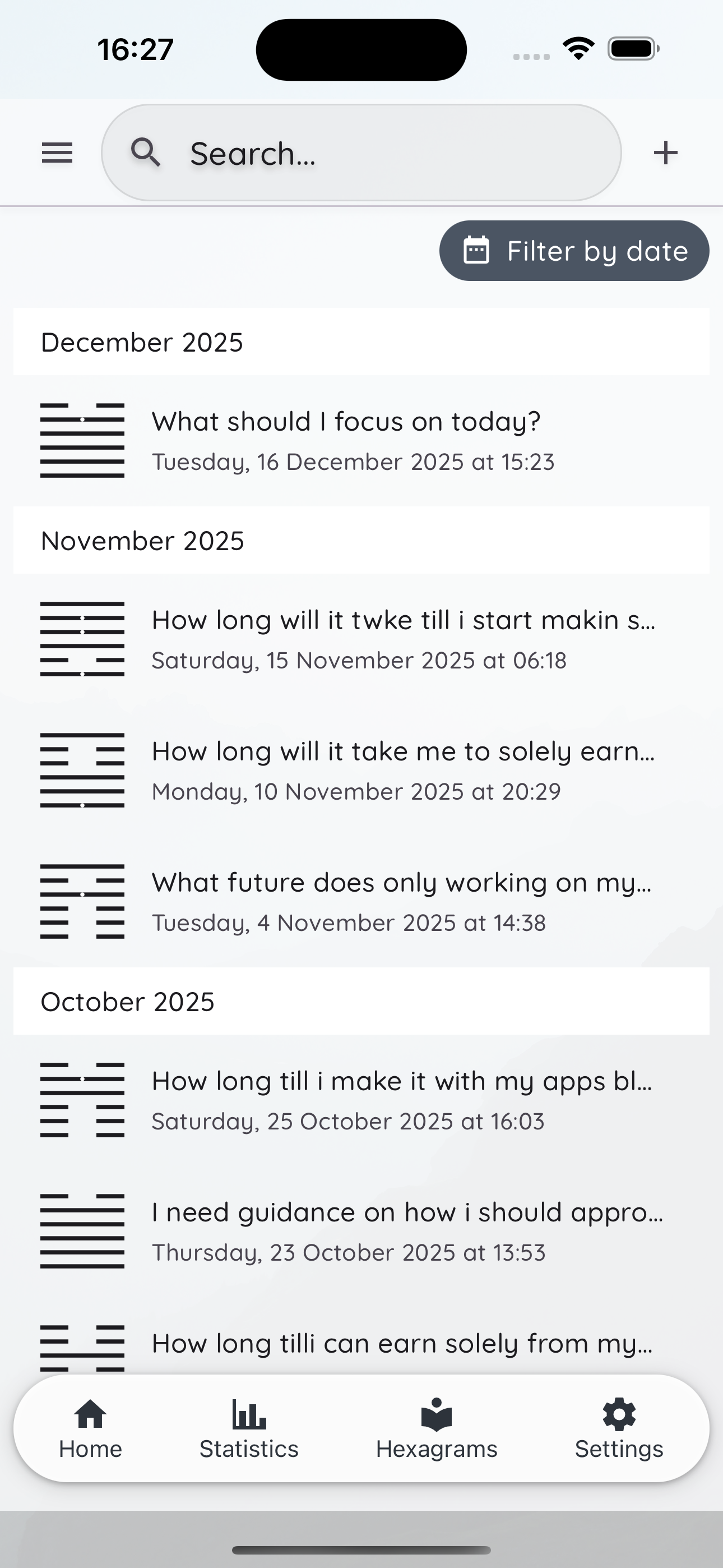 Reading journal with history